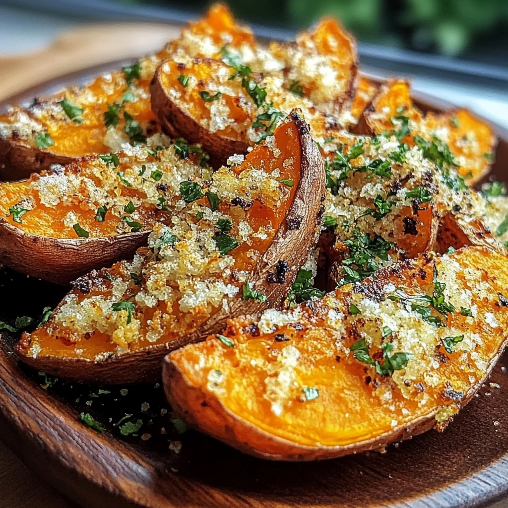 Garlic Parmesan Sweet Potato Wedges
