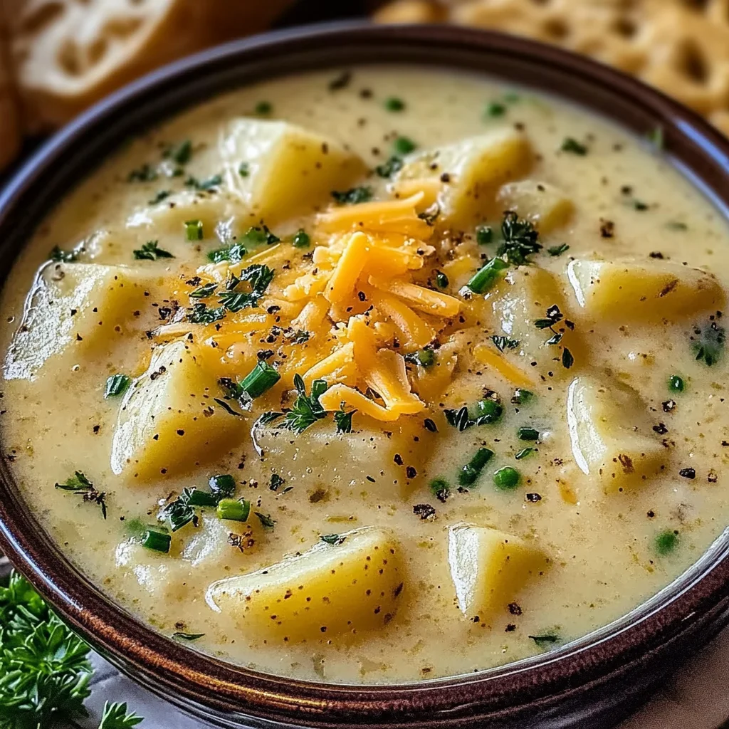 Hearty Cheddar Garlic Herb Potato Soup Recipe