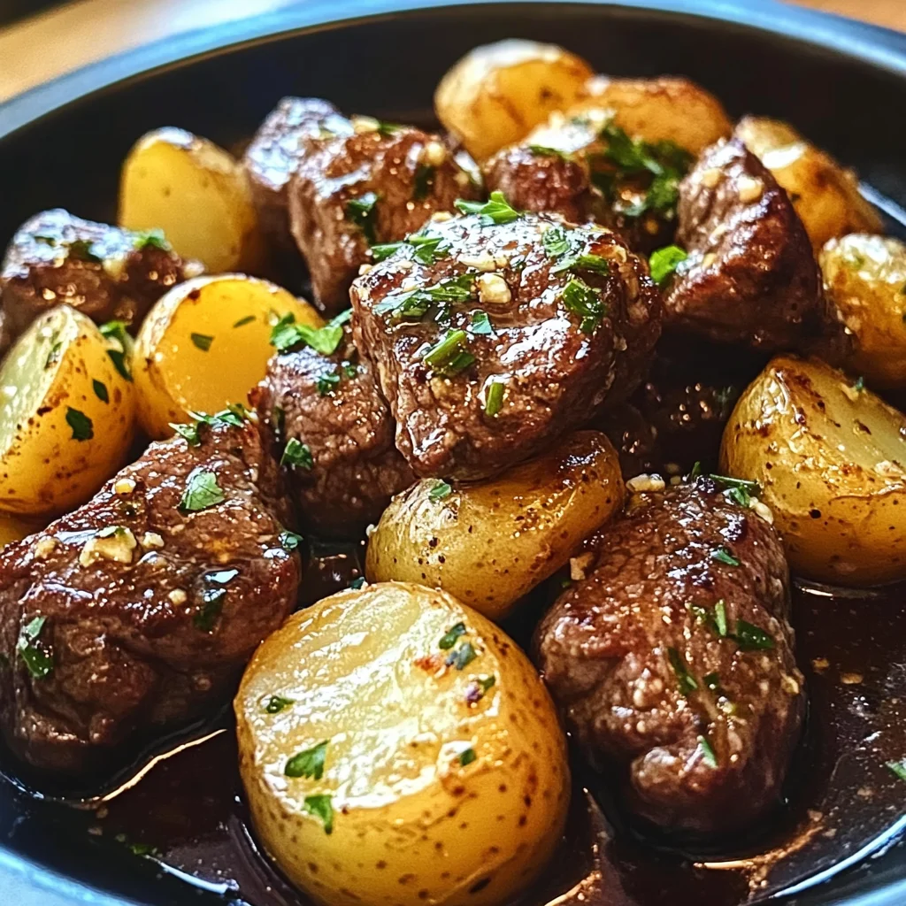 Garlic Butter Beef Bites with Potatoes