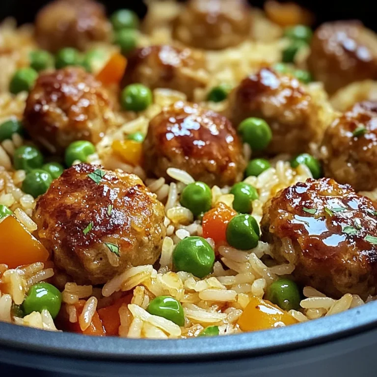 Honey Garlic Meatball Rice Bake