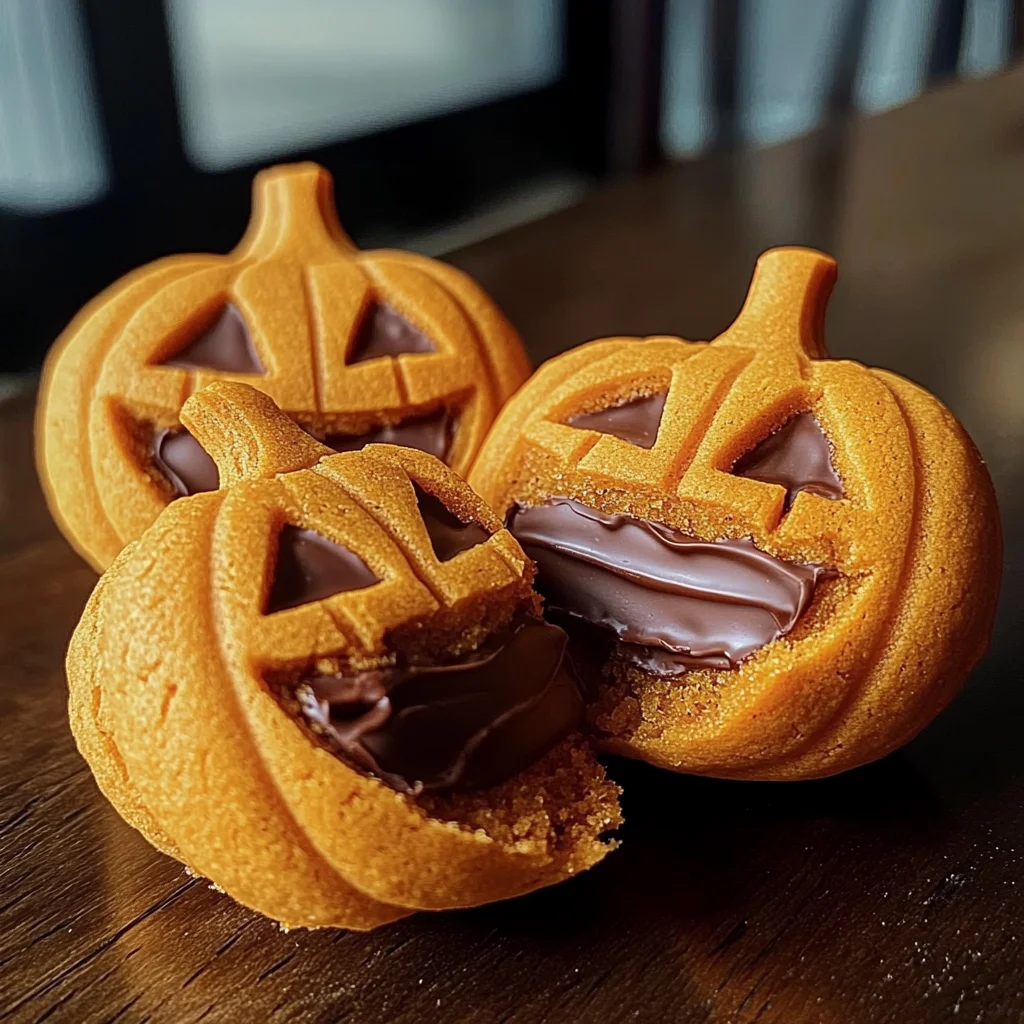 Milk Chocolate Stuffed Jack-O'-Lantern Cookies