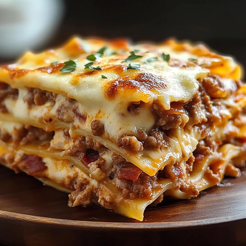 Parmesan Garlic Turkey Bacon Cheeseburger Lasagna Recipe