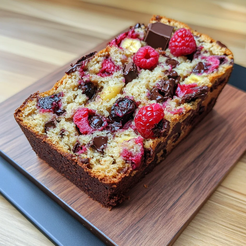 Raspberry Dark Chocolate Banana Bread