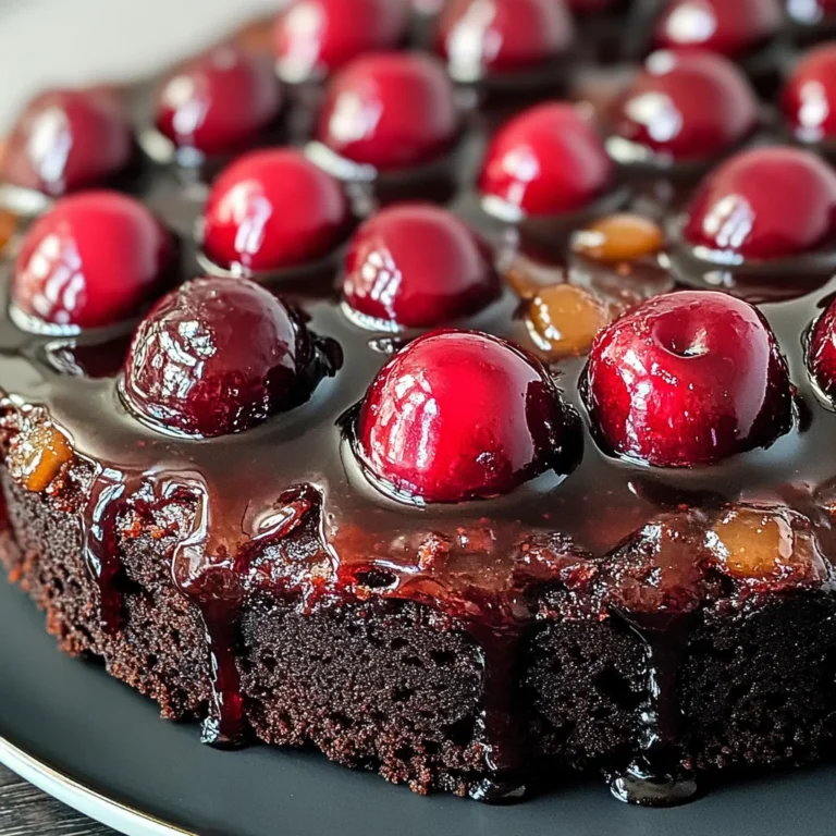 Chocolate Cherry Upside Down Cake 🍒🍫