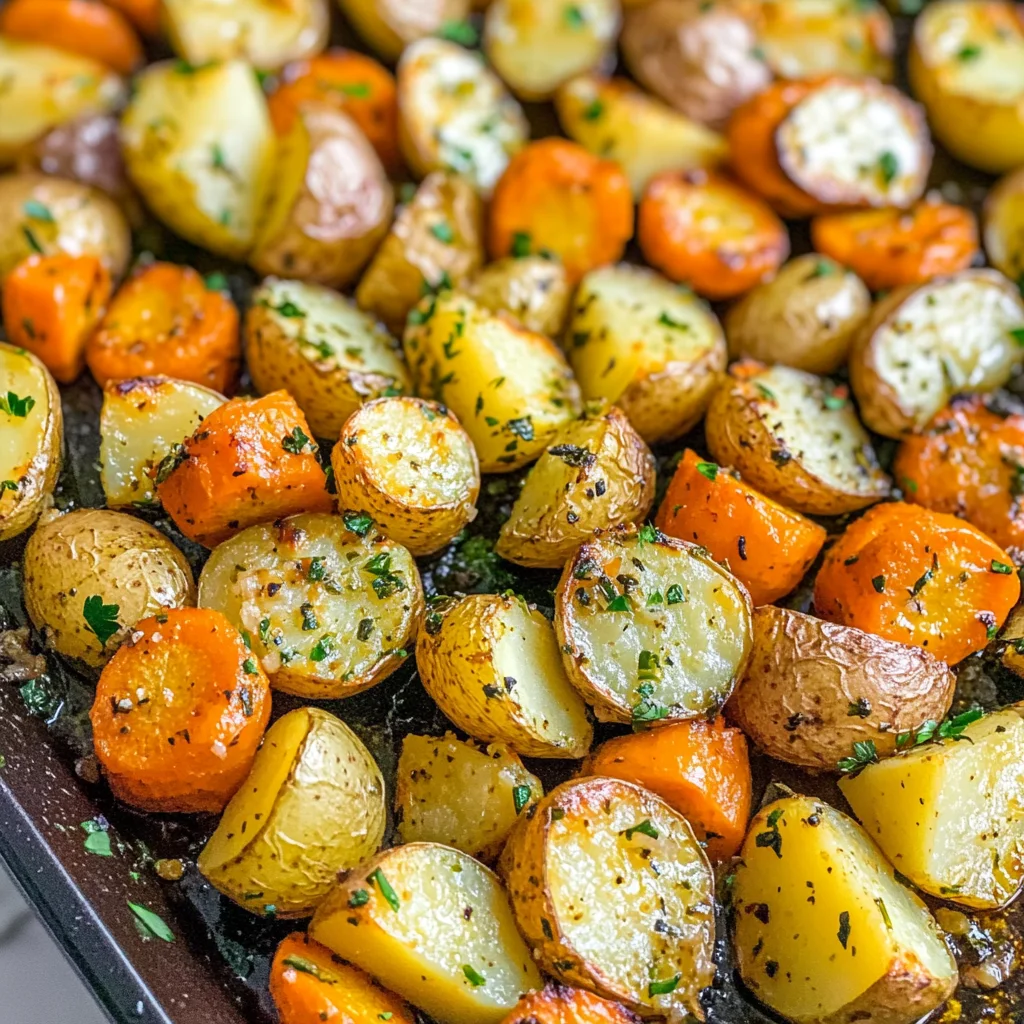 Garlic Herb Roasted Potatoes, Carrots, and Zucchini