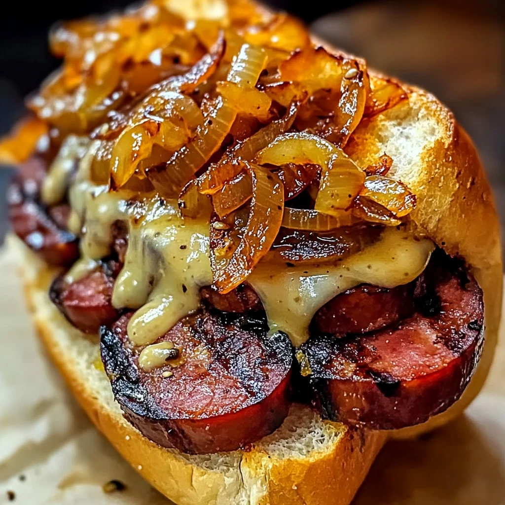 Grilled Kielbasa Sandwiches with Sweet Onion