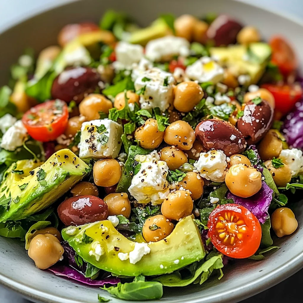 Mediterranean Chickpea Feta Avocado Salad