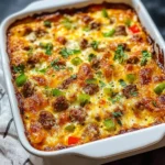 Sausage and Pepper Jack Overnight Breakfast Casserole
