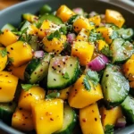 Spicy Mango Cucumber Salad with Lime-Ginger Dressing