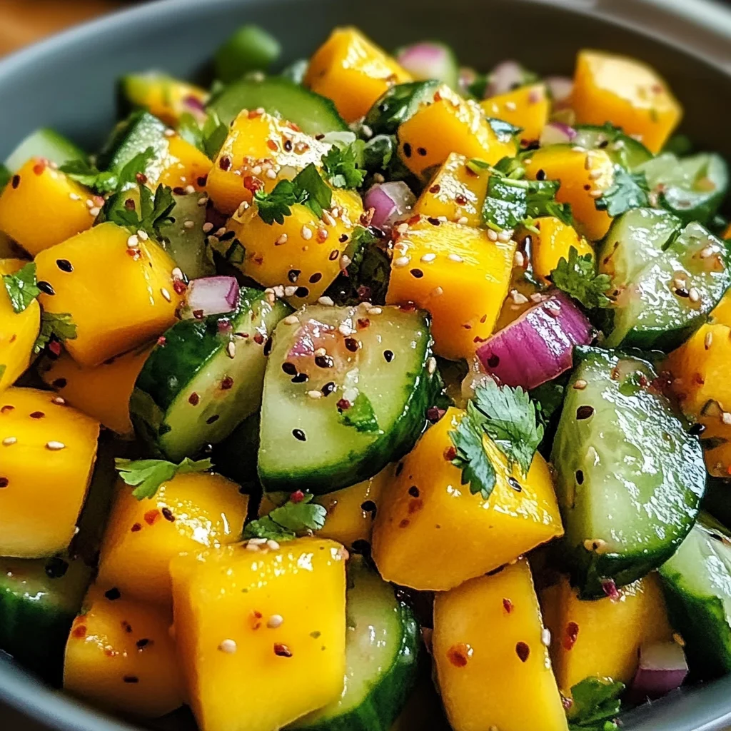 Spicy Mango Cucumber Salad with Lime-Ginger Dressing