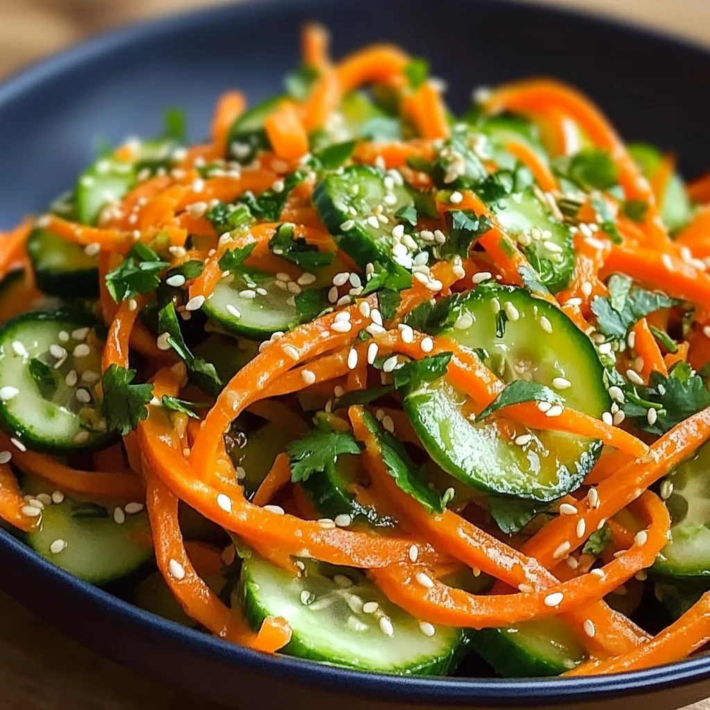 Vibrant Cucumber Carrot Salad with Sesame Ginger Dressing